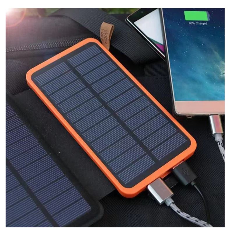 Solar Power Bank 20000mAh 4 Panels Foldable Flashlight 3 Modes Dual USB Shockproof, Beast