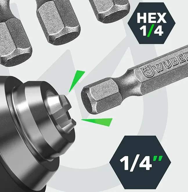 Hylsadaptersats 1/4" sexkant, 7-pack