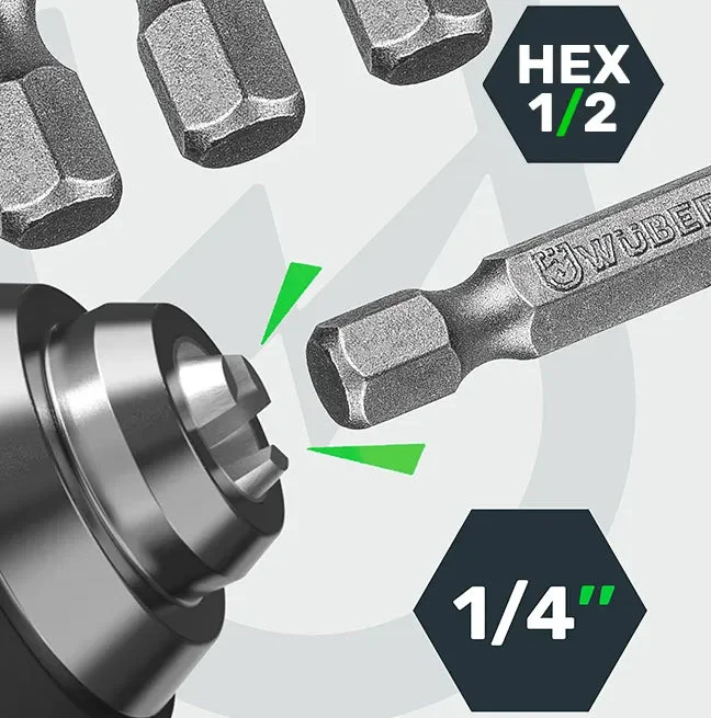 Hylsadaptersats 1/4" sexkant, 7-pack