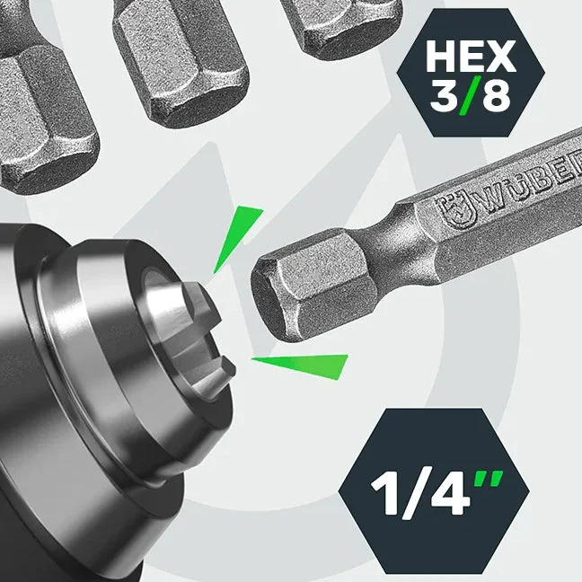 Hylsadaptersats 1/4" sexkant, 7-pack