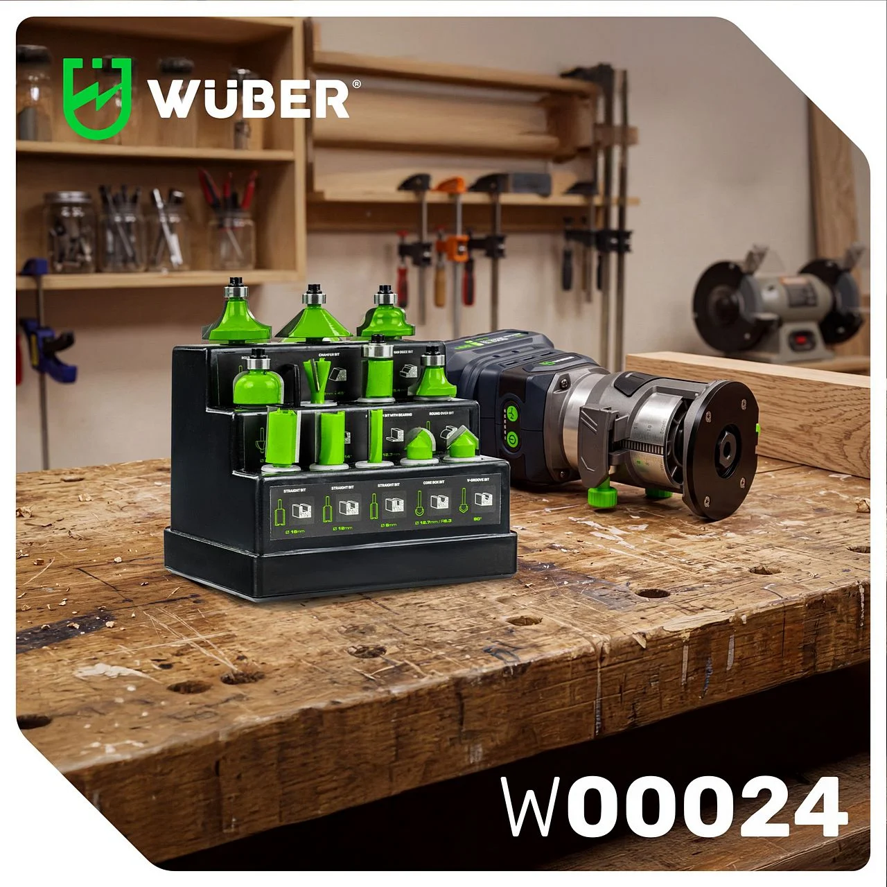 Router bit set 6 mm shank, 12 pieces