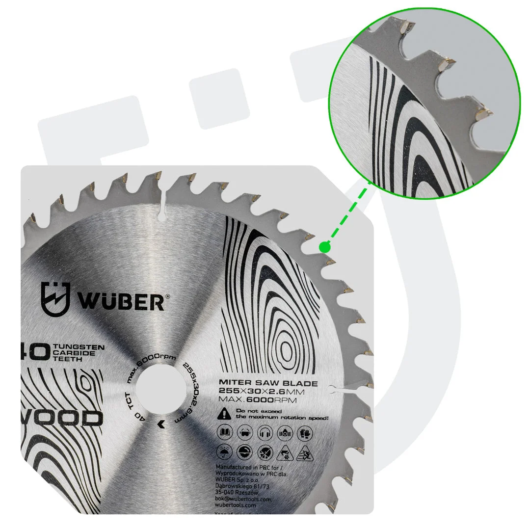 Cirkelsågklinga trä 255x30 mm 40 tänder, 2-pack