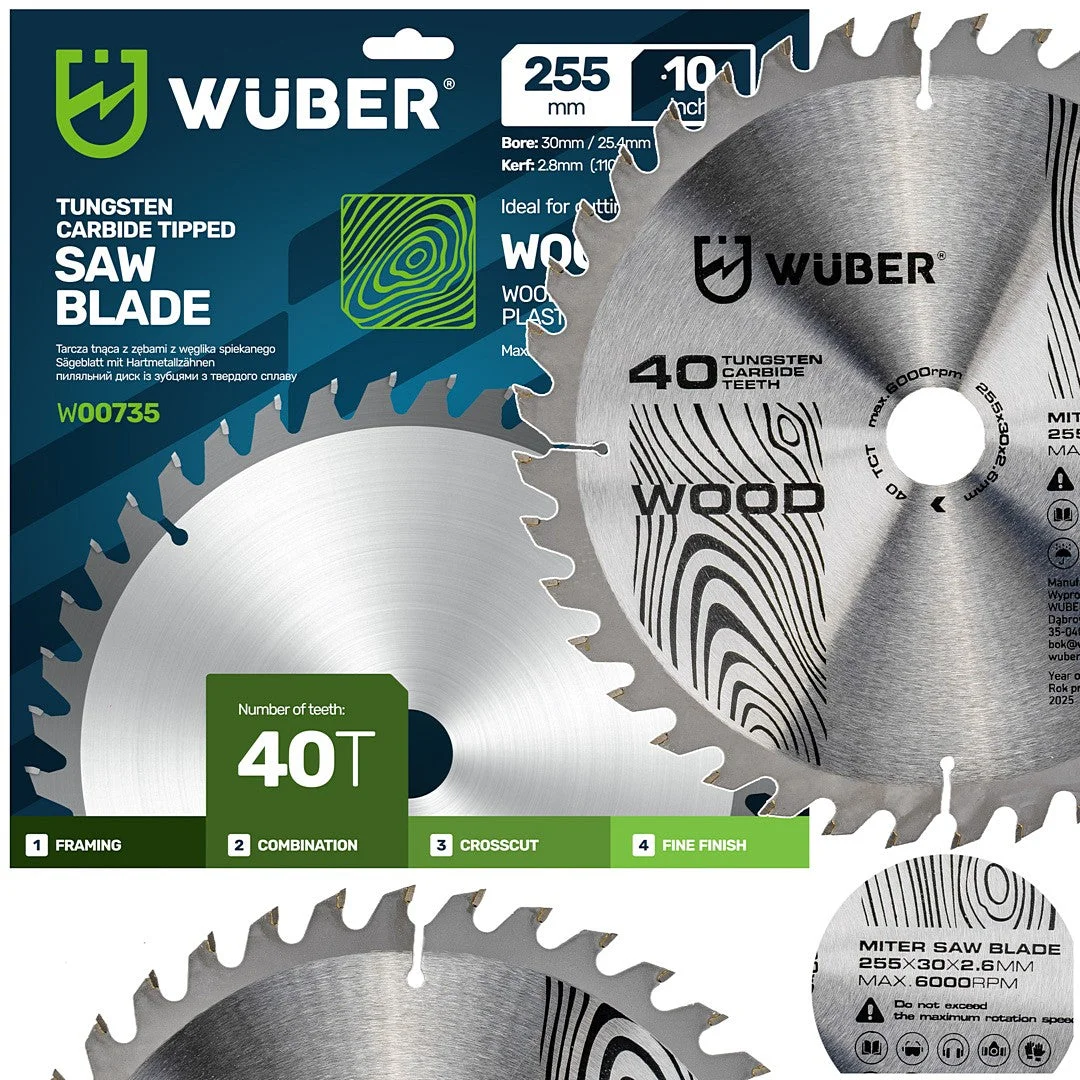 Cirkelsågklinga trä 255x30 mm 40 tänder, 2-pack