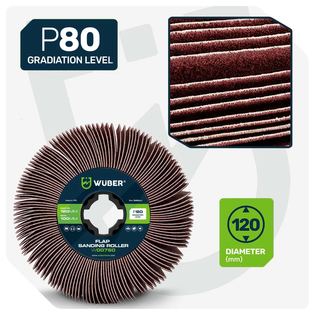 Abrasive Flap Roller P80 120x100x19 mm, 2-Pack