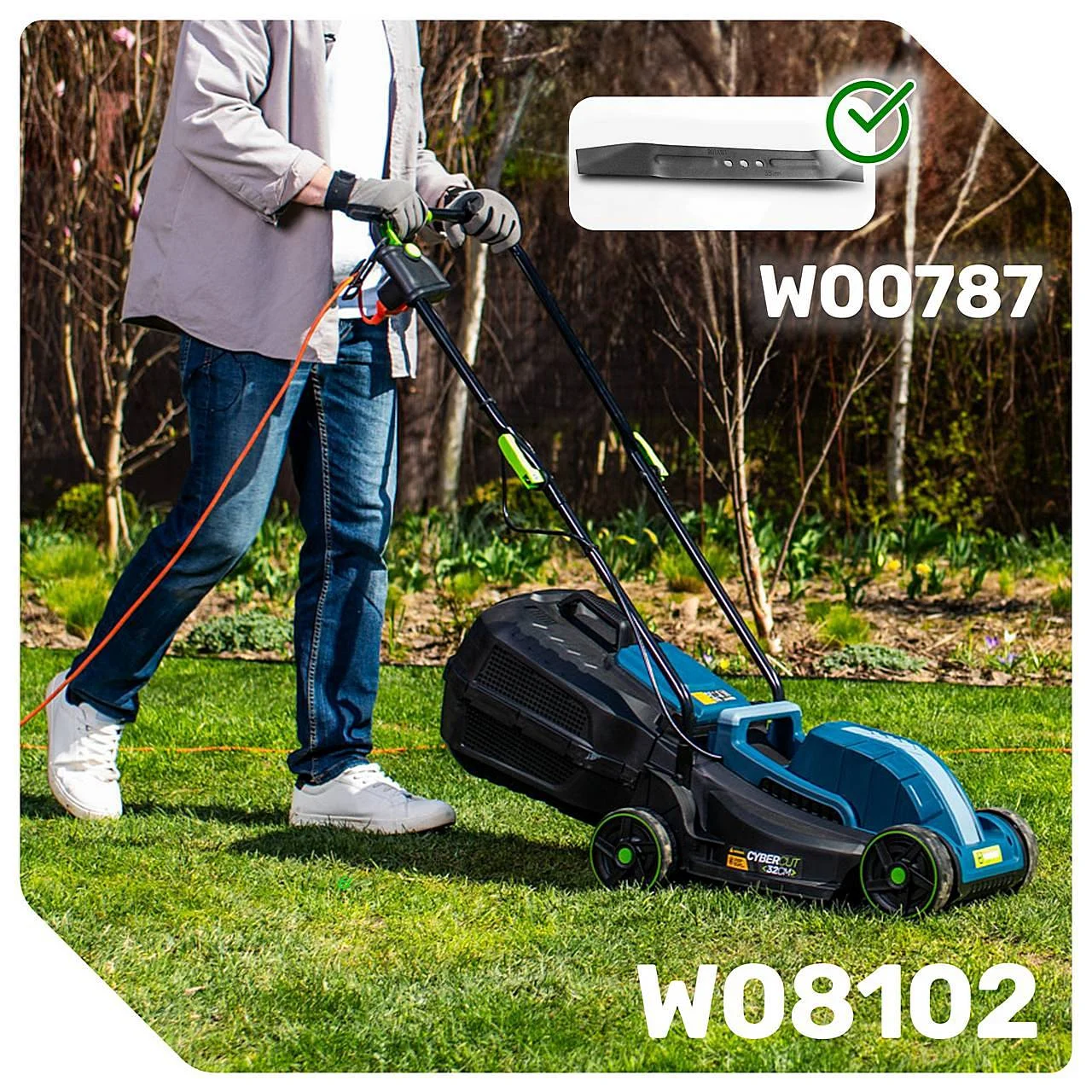 Gräsklipparkniv 32 cm för elgräsklippare, 2-pack