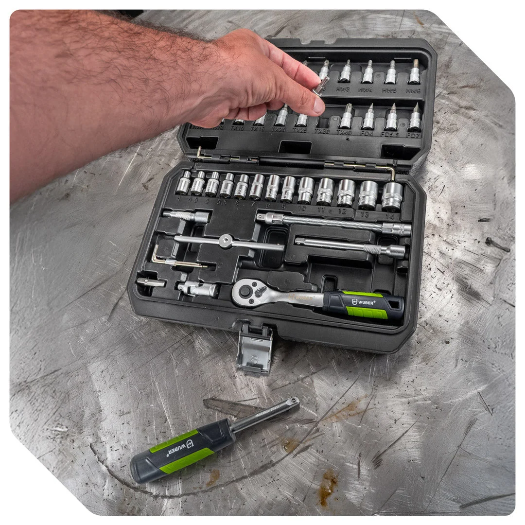 1/4" Socket Wrench Set, Sockets 4-14 mm