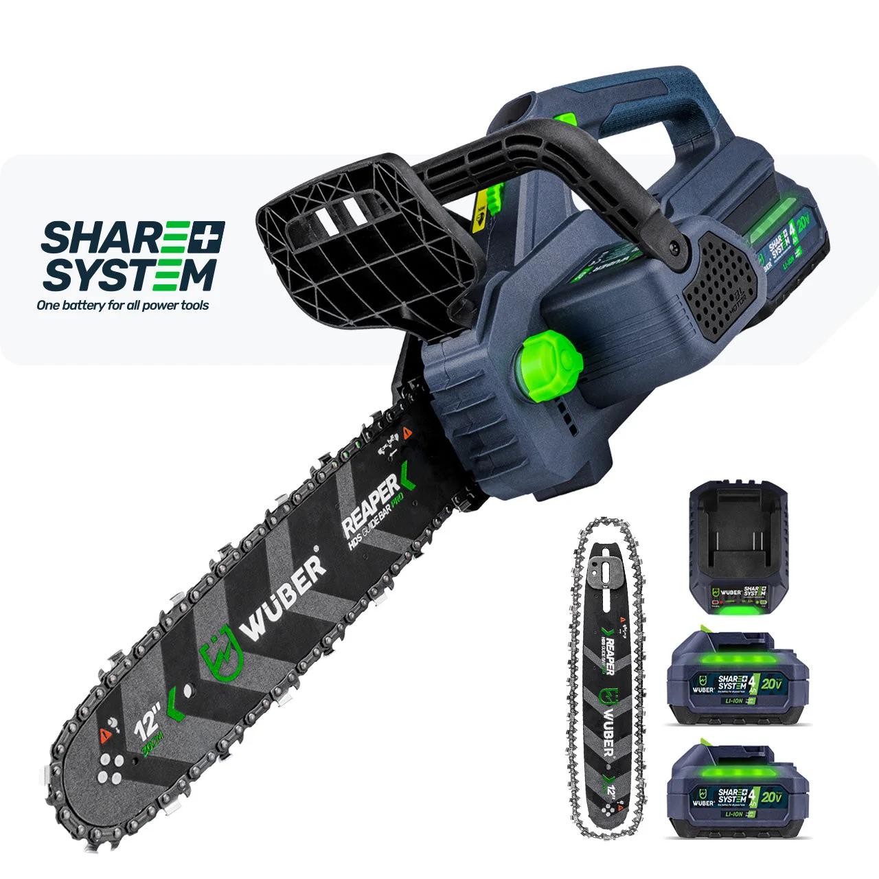 Cordless chainsaw 20 V, 12" guide bar 30 cm