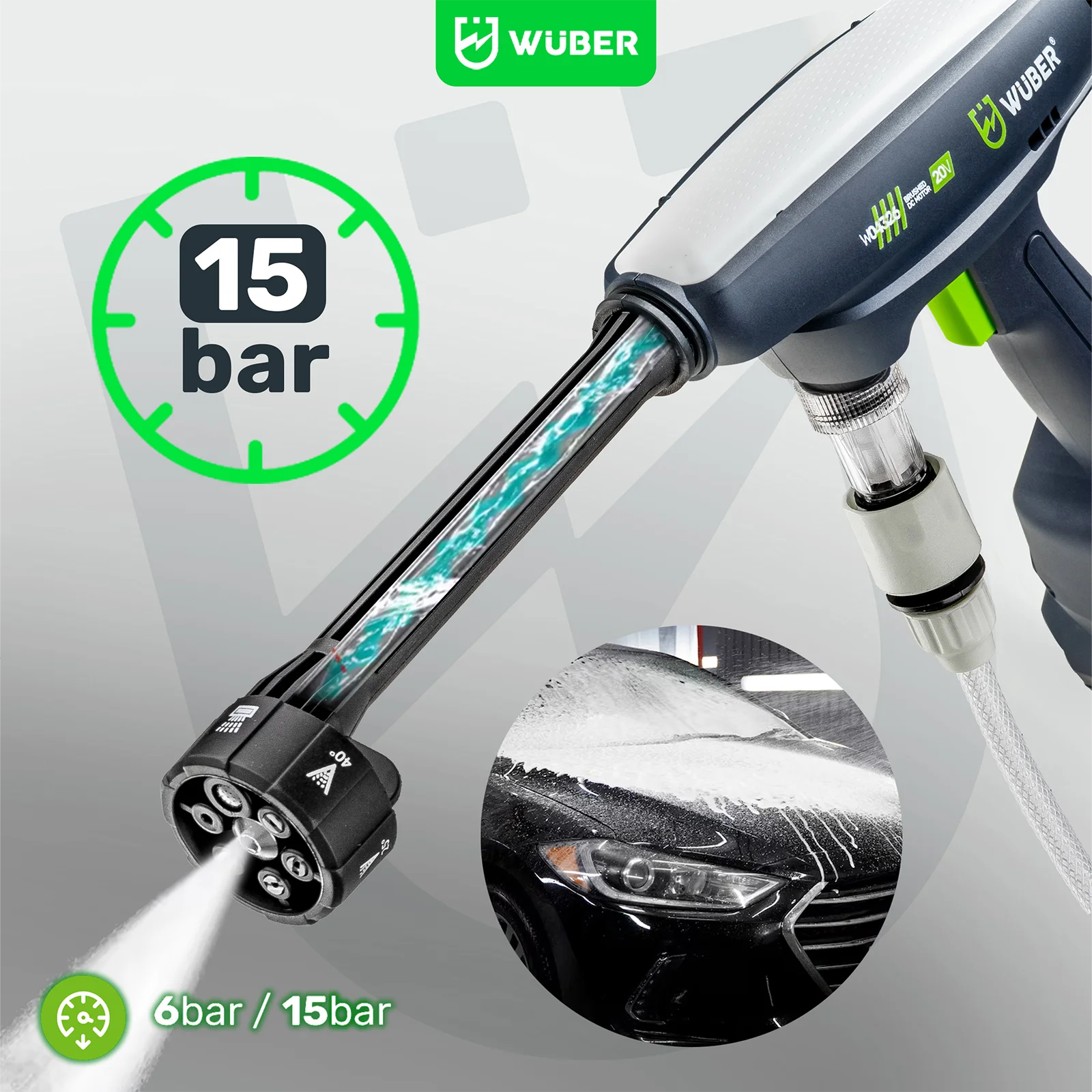 Cordless pressure washer 20 V, 15 bar