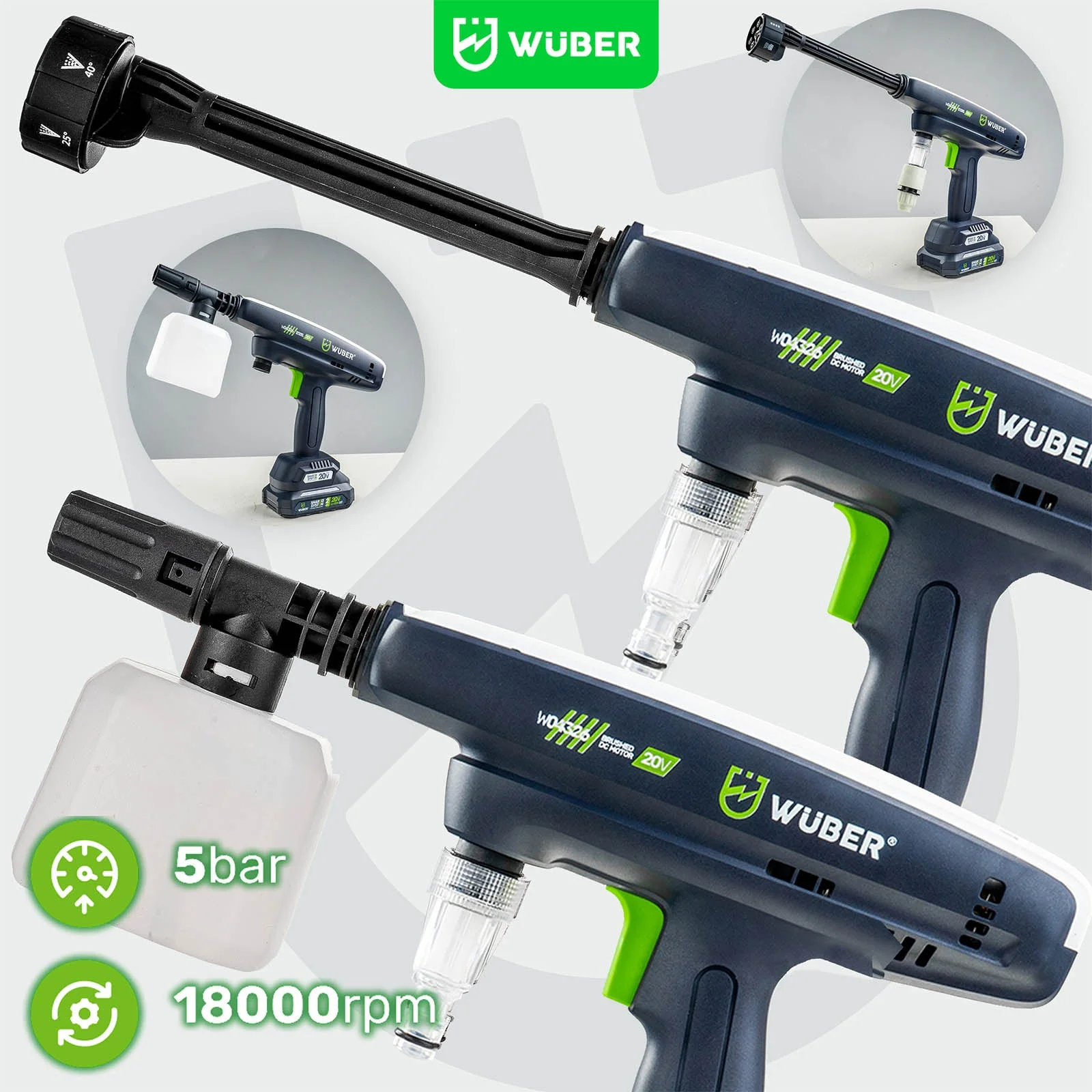 Cordless pressure washer 20 V, 15 bar