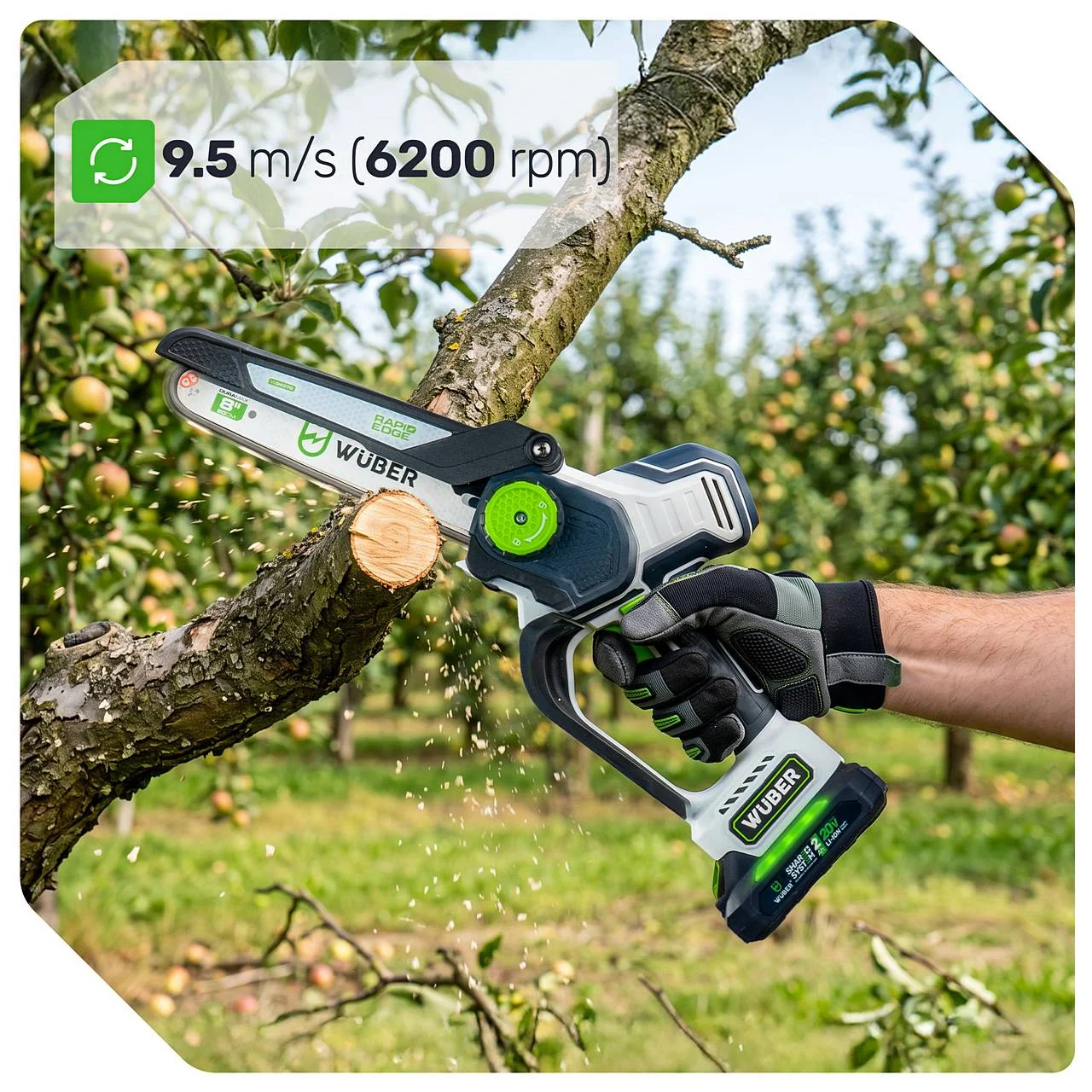 Batteridriven mini-kedjesåg 20 V, 20 cm svärd