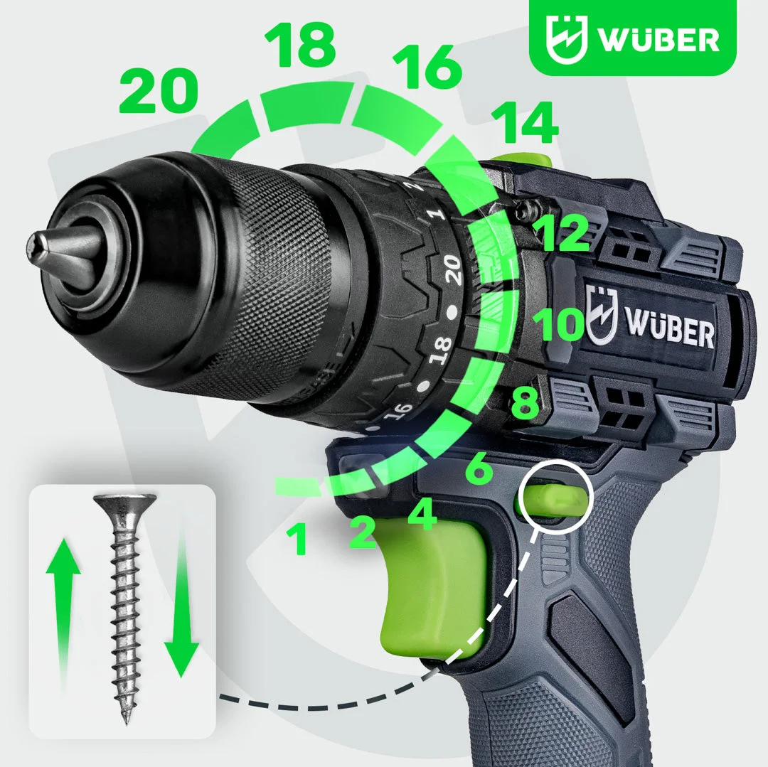 Brushless Combi Drill 20 V, 50 Nm, 13 mm Chuck