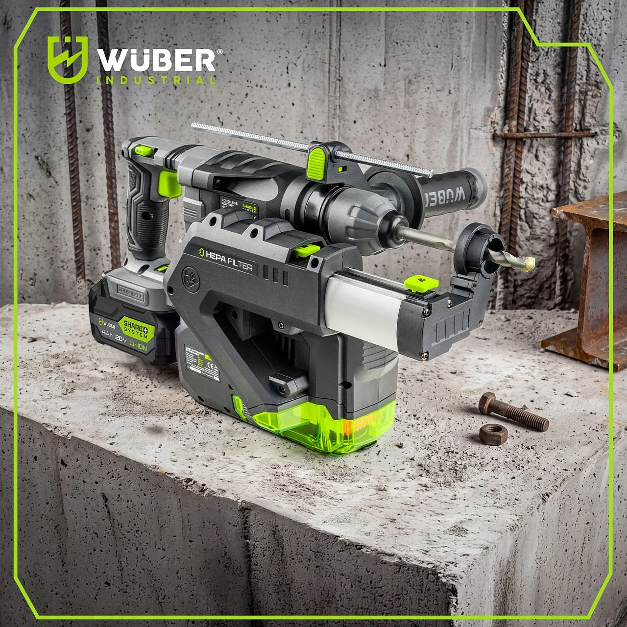 Rotary hammer dust extractor 4-16 mm HEPA LED