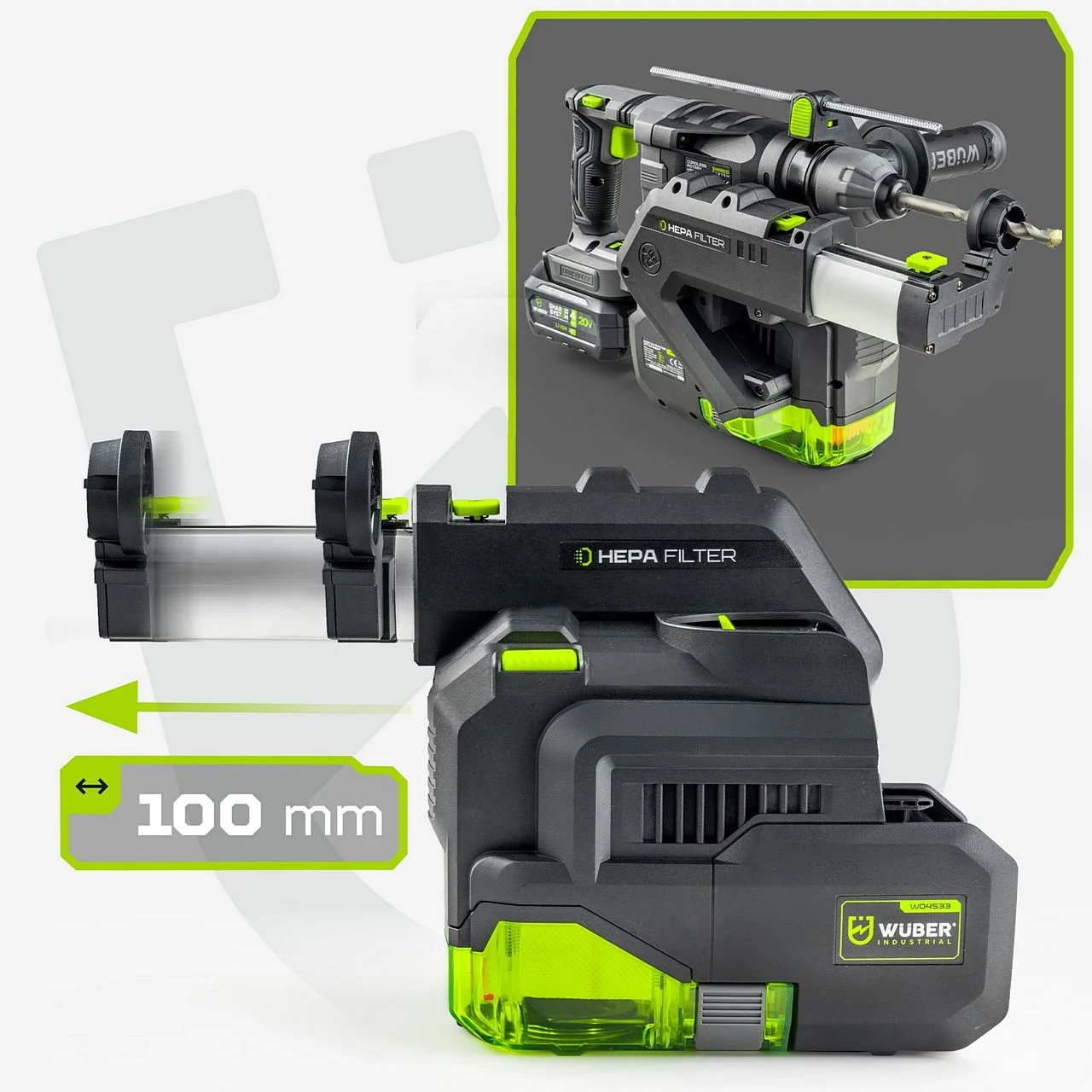 Rotary hammer dust extractor 4-16 mm HEPA LED