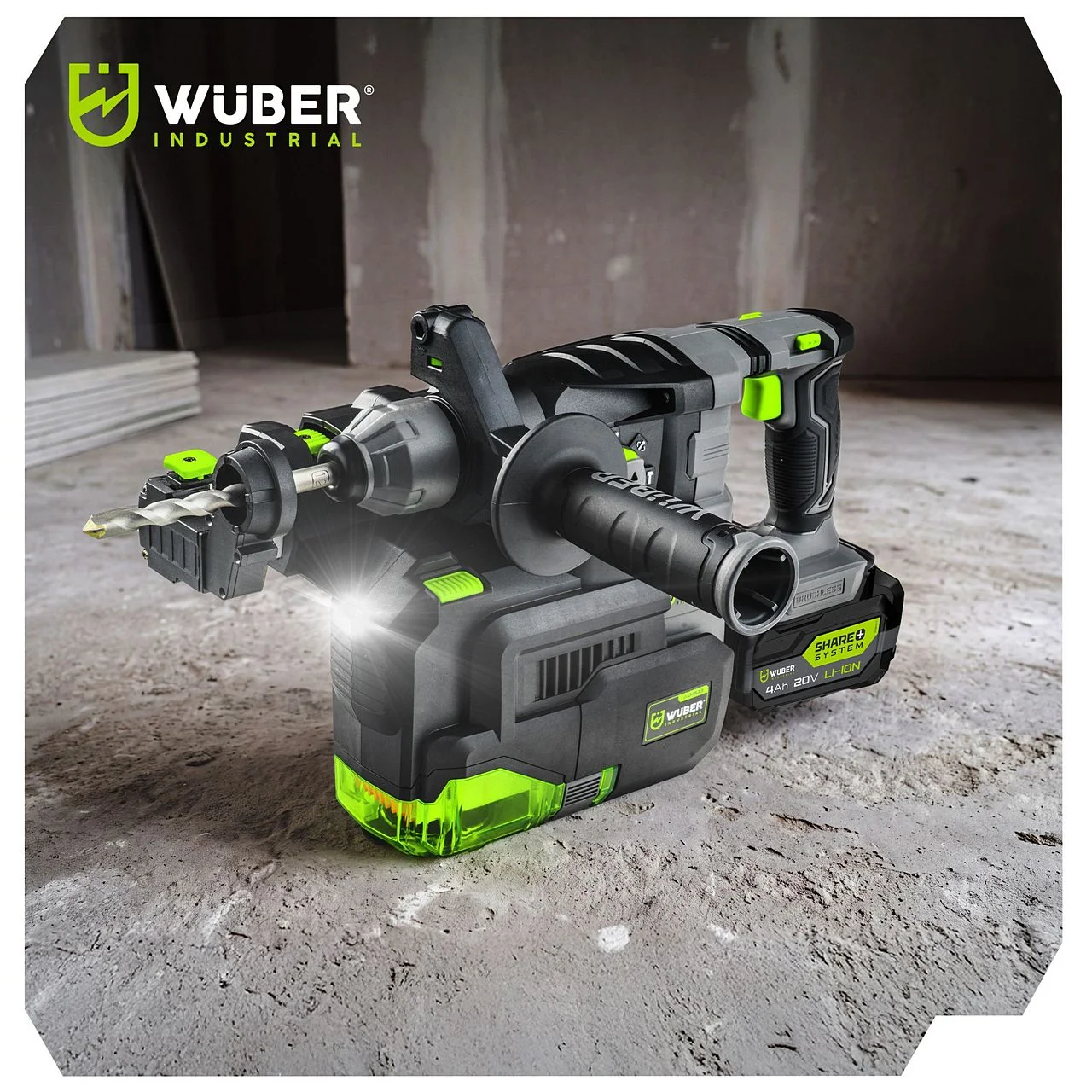 Rotary hammer dust extractor 4-16 mm HEPA LED