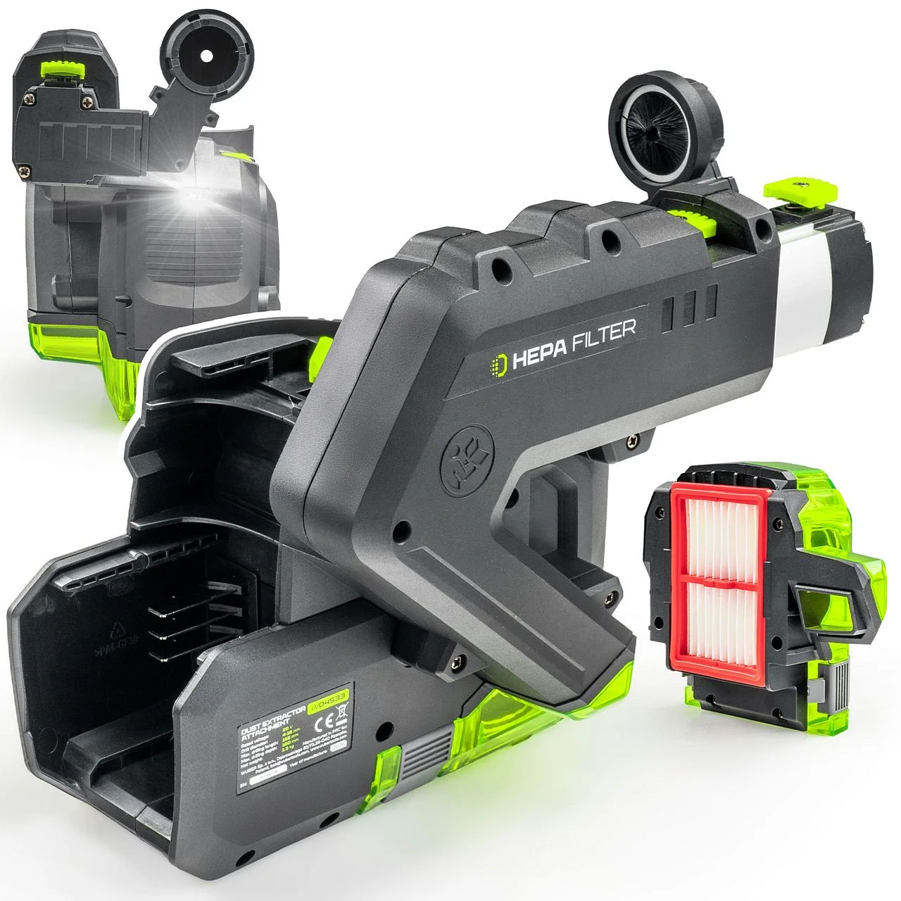 Rotary hammer dust extractor 4-16 mm HEPA LED