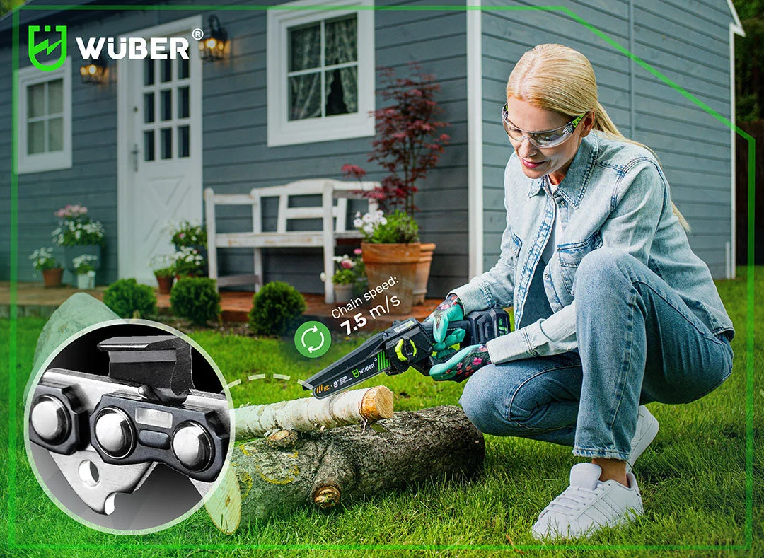 Mini-kedjesåg 20 V med två svärd 8" och 10"