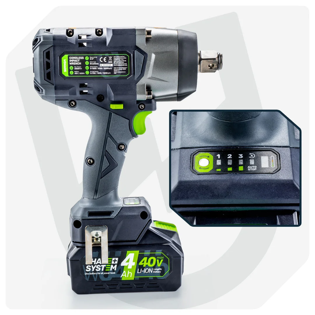 Impact wrench 40 V 2000 Nm 3/4" brushless