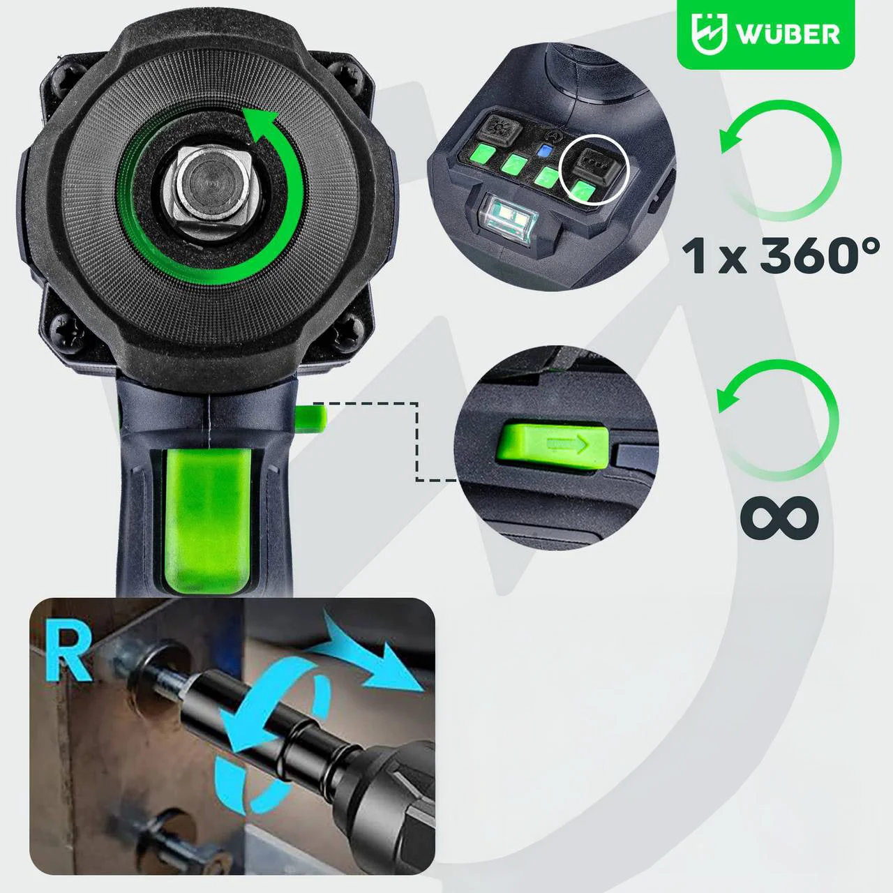 Mutterdragare 20 V, 600 Nm, 1/2" fäste
