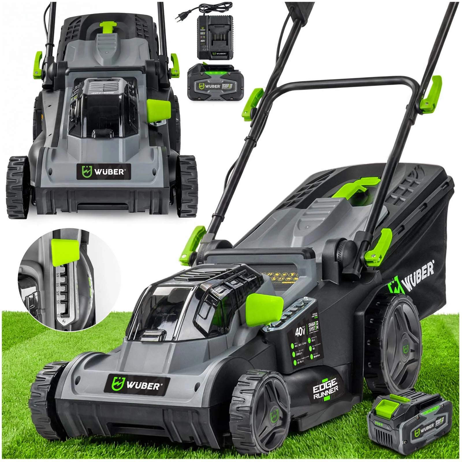 Cordless lawn mower 38 cm 40 V 4.0 Ah
