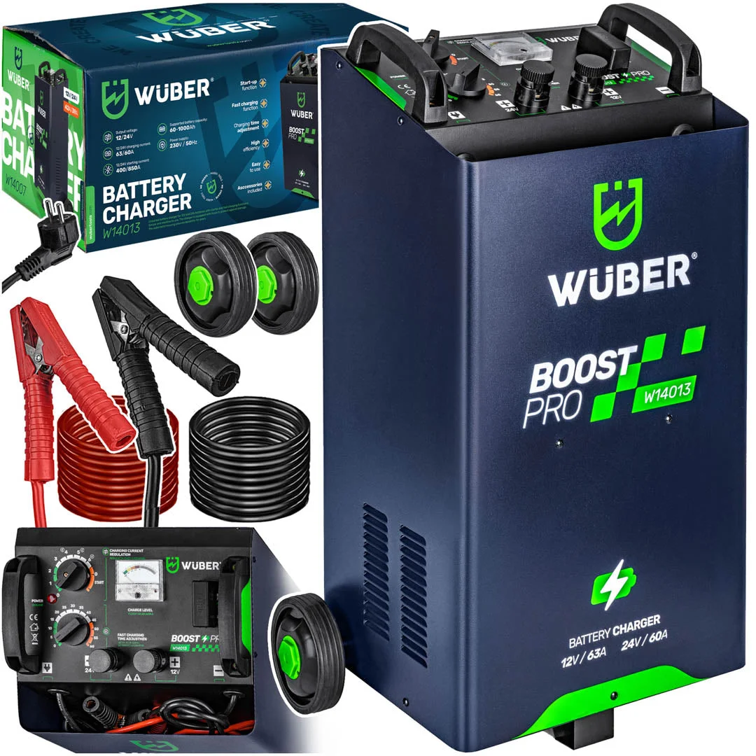 Battery Charger with Jump Start 63 A 12/24 V