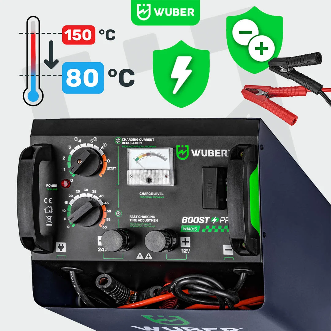 Battery Charger with Jump Start 63 A 12/24 V