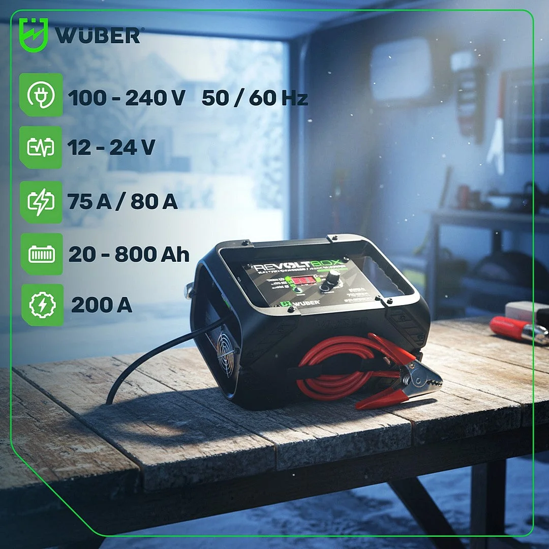 Battery Charger 80 A 12/24 V, 200 A Start Current