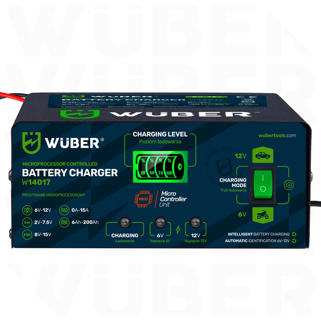 Battery Charger 6/12 V 15 A, 6-200 Ah