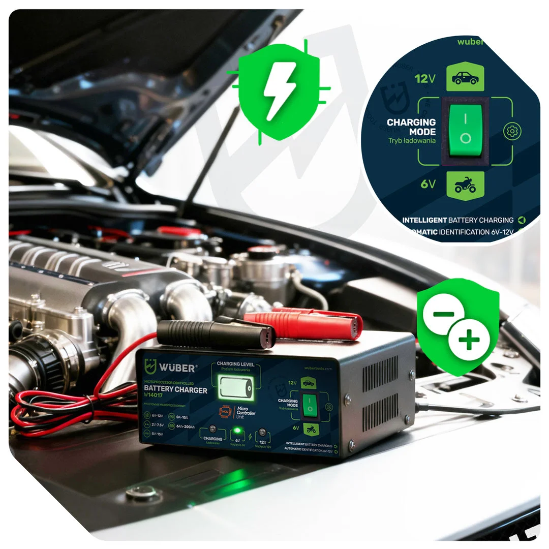 Battery Charger 6/12 V 15 A, 6-200 Ah