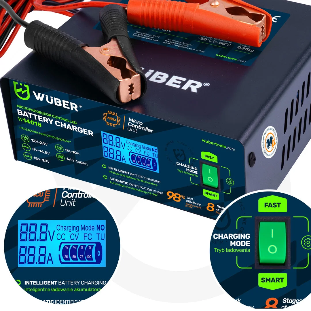 Battery Charger 12/24 V 10 A, 6–150 Ah