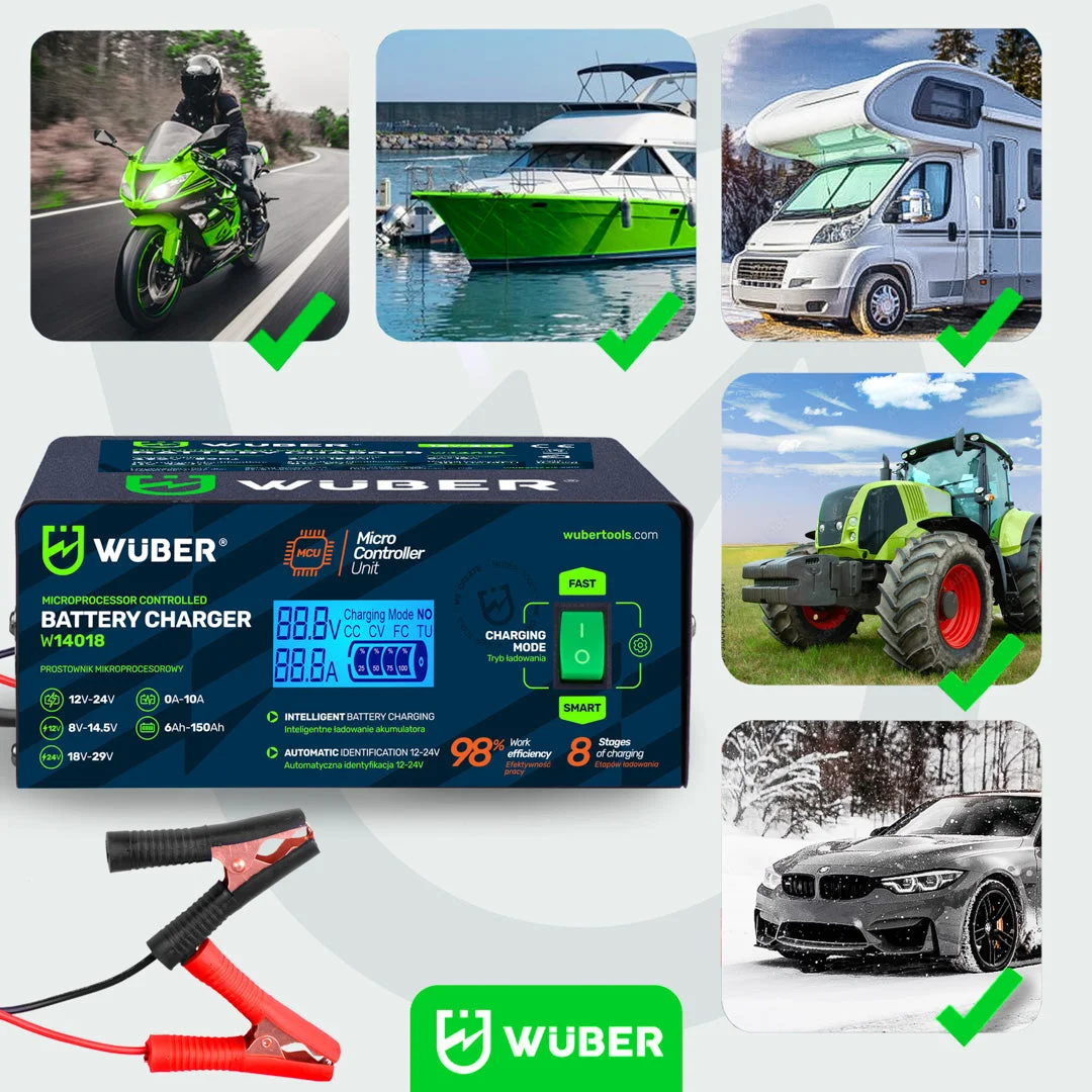 Battery Charger 12/24 V 10 A, 6–150 Ah