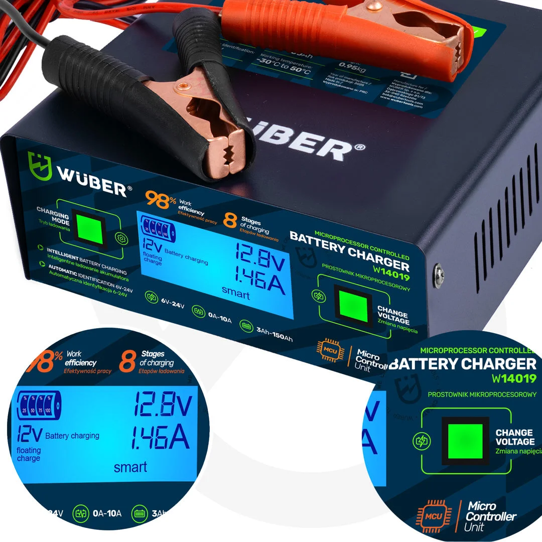 Batteriladdare 6-24 V 10 A, 3-150 Ah