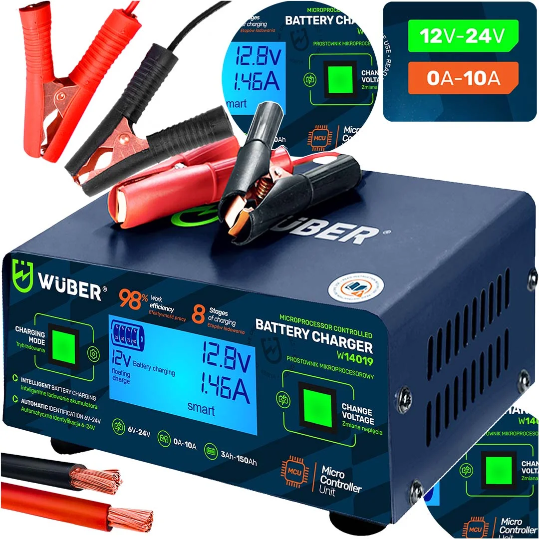 Batteriladdare 6-24 V 10 A, 3-150 Ah