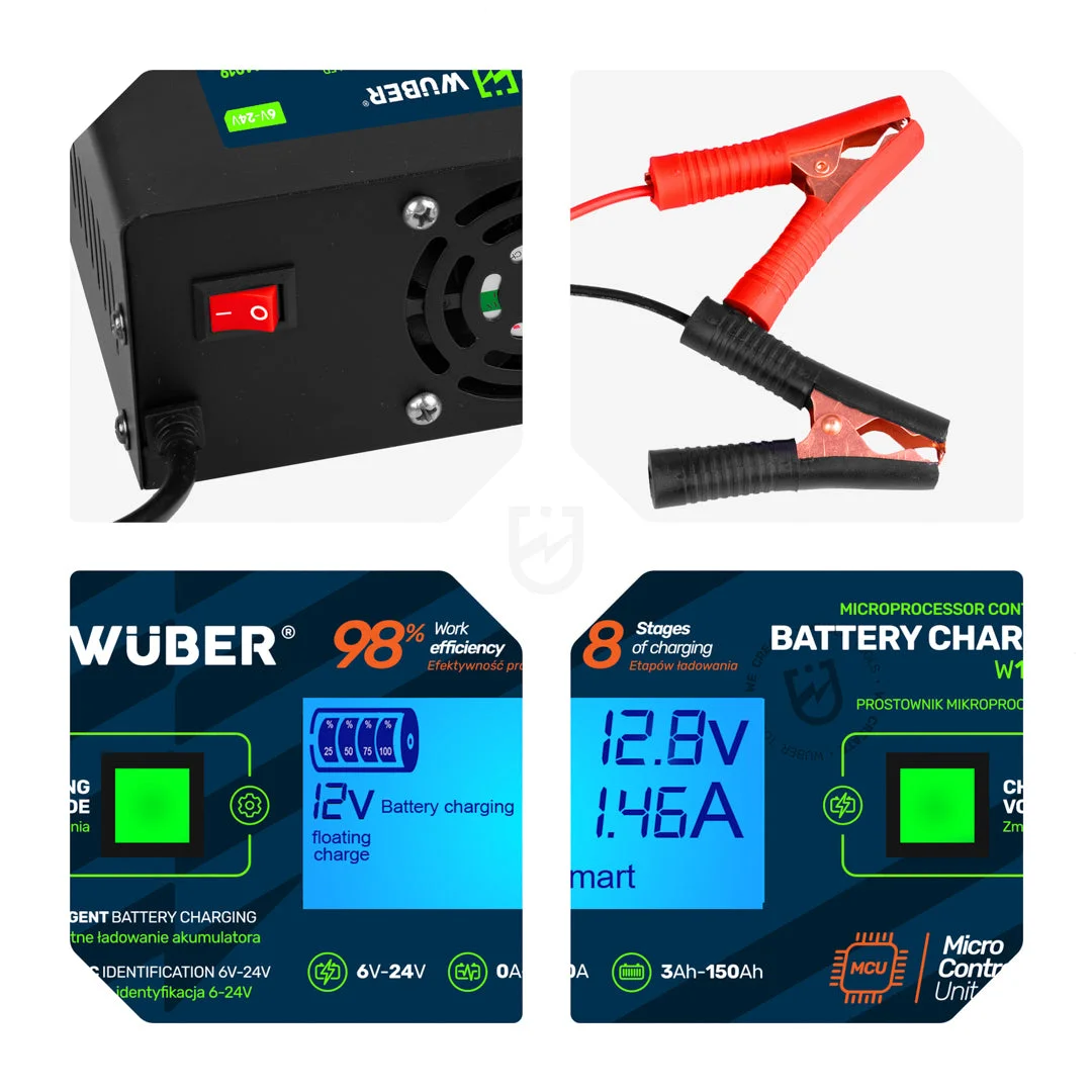 Batteriladdare 6-24 V 10 A, 3-150 Ah