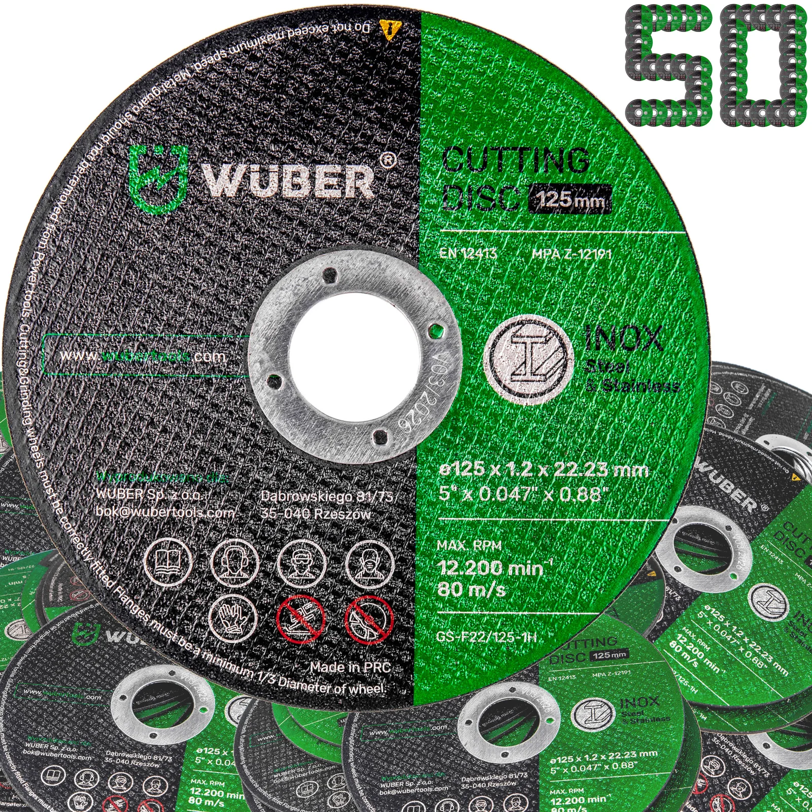 Metal cutting disc 125x1.2 mm, 50 pcs