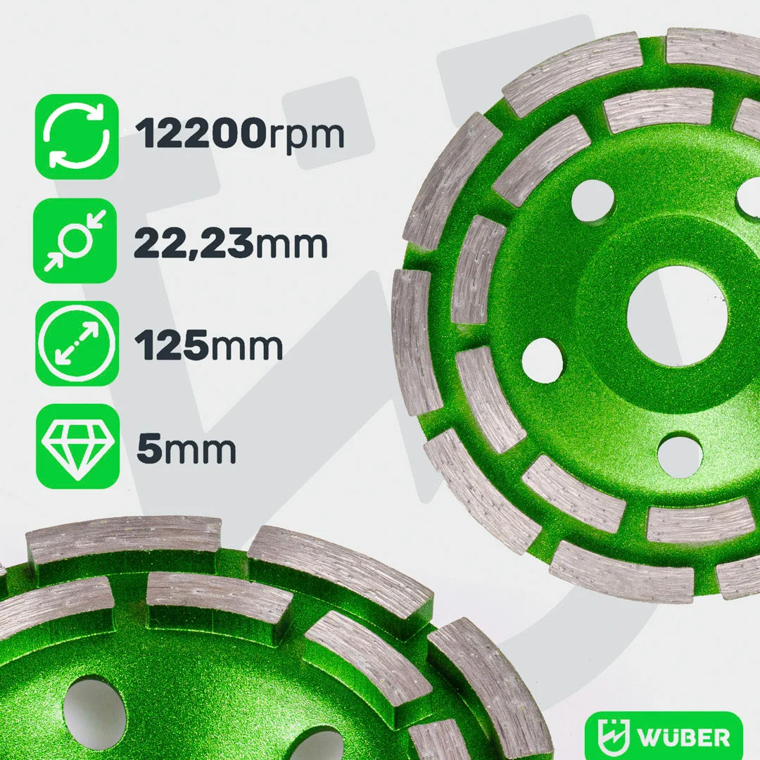 Diamantslipskål 125 mm turbo, M14, 3-pack