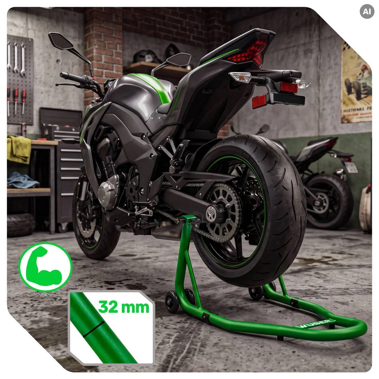 Motorcycle rear wheel stand 170 kg, 34 cm lift