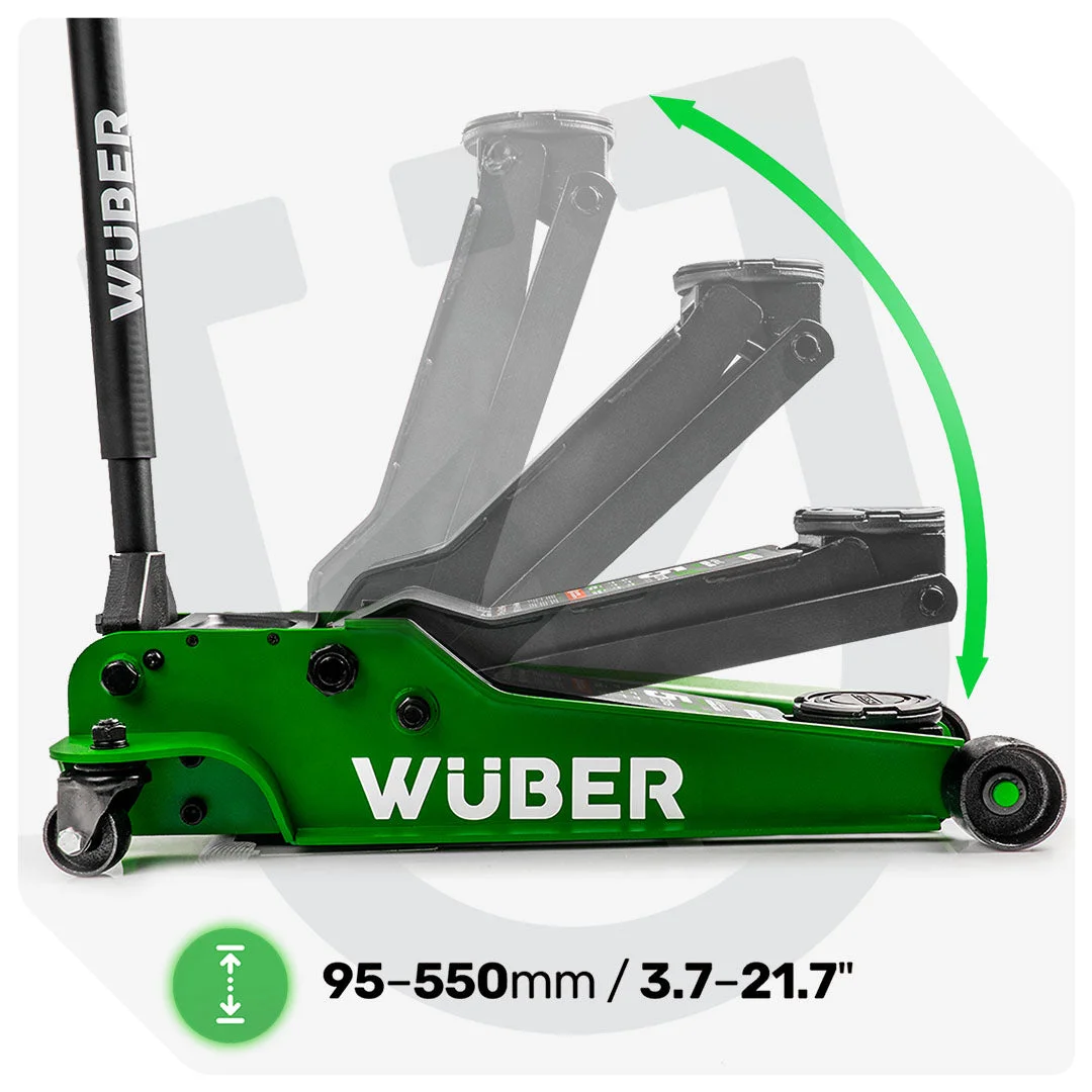 Low profile garage jack 5 t, 95–550 mm