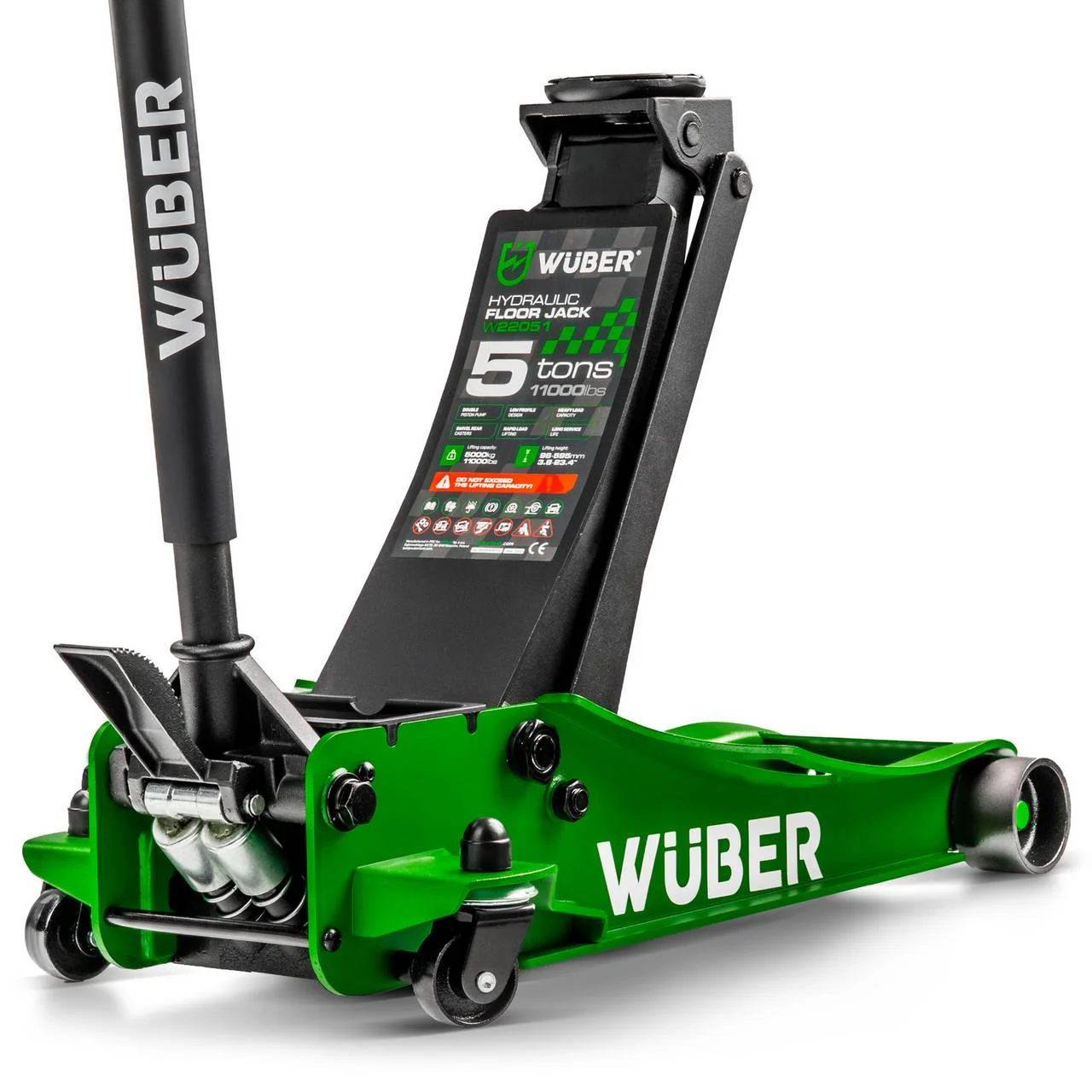 Low profile garage jack 5 t, 96–595 mm
