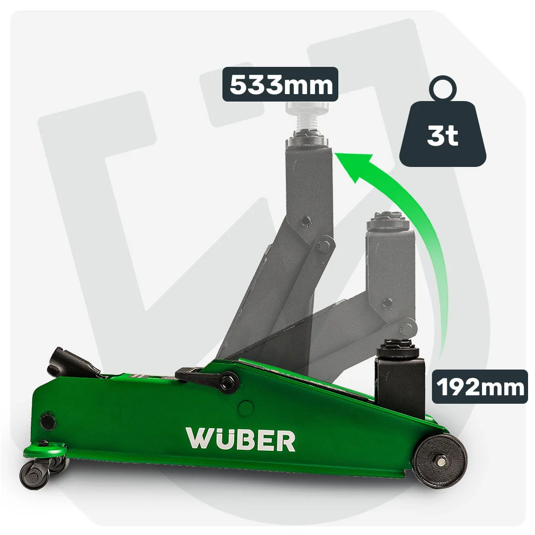 Garage Jack 3 t, lifting range 192–533 mm