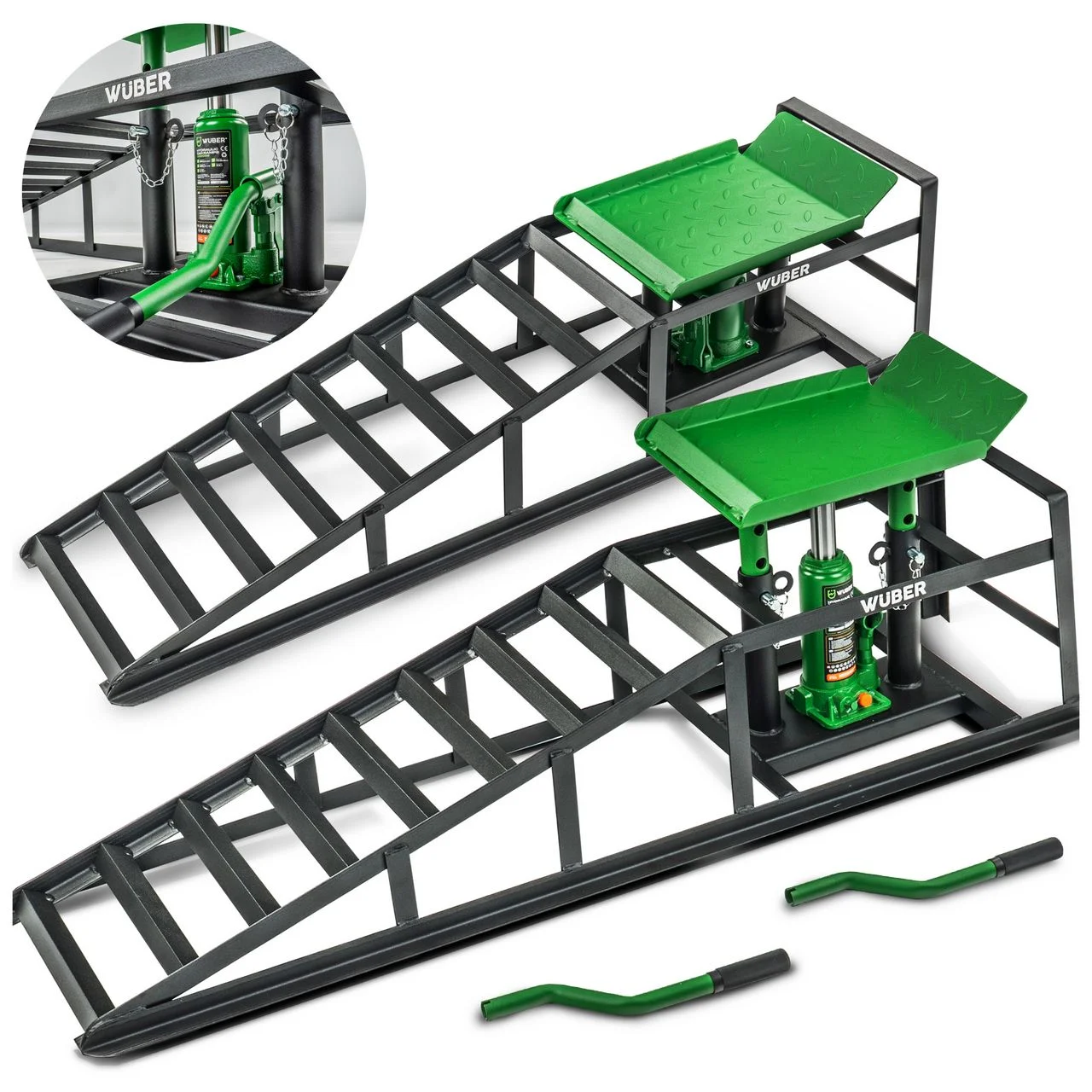 Car ramps with hydraulic jacks 5 t, 2 pcs