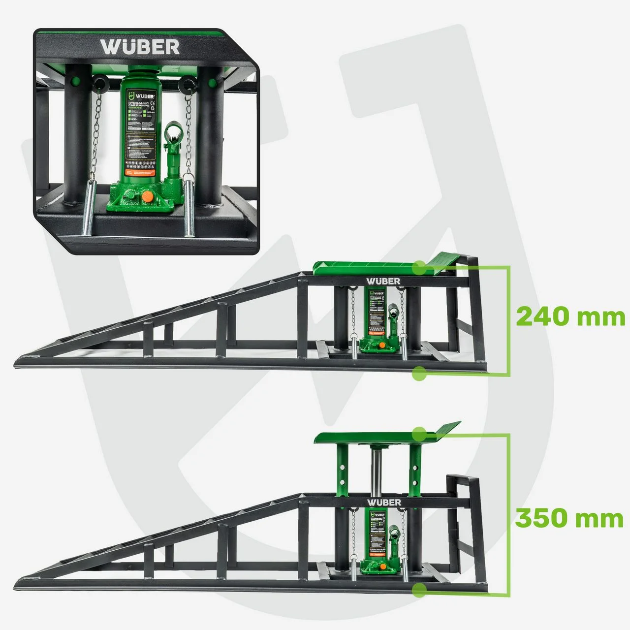 Car ramps with hydraulic jacks 5 t, 2 pcs