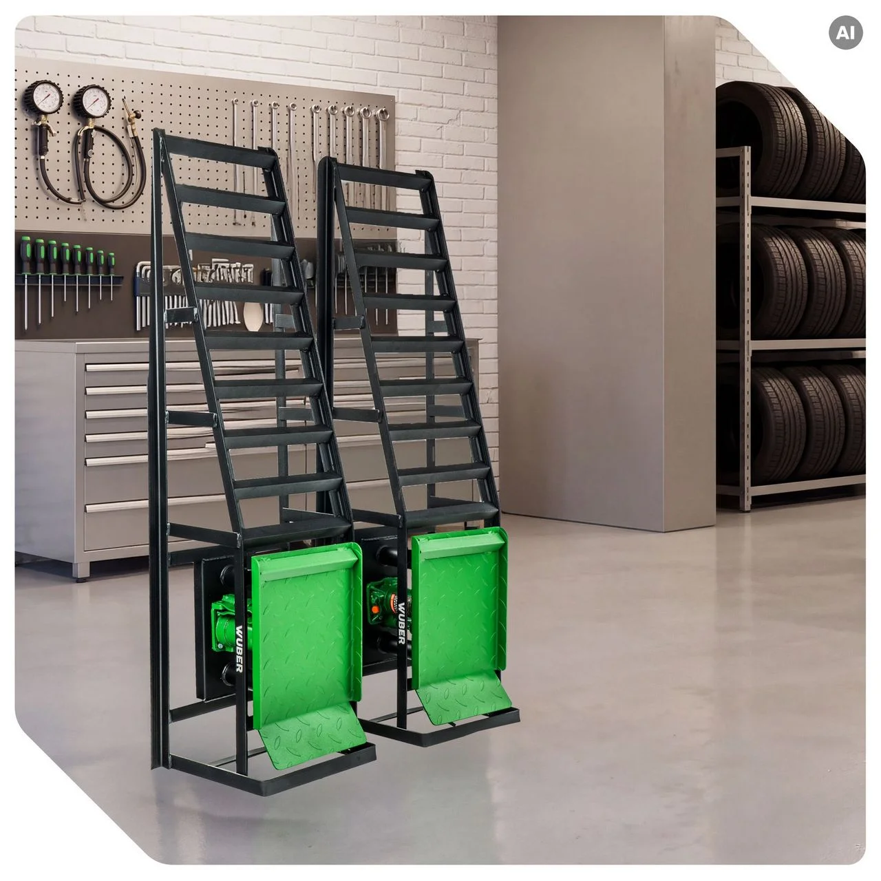 Car ramps with hydraulic jacks 5 t, 2 pcs
