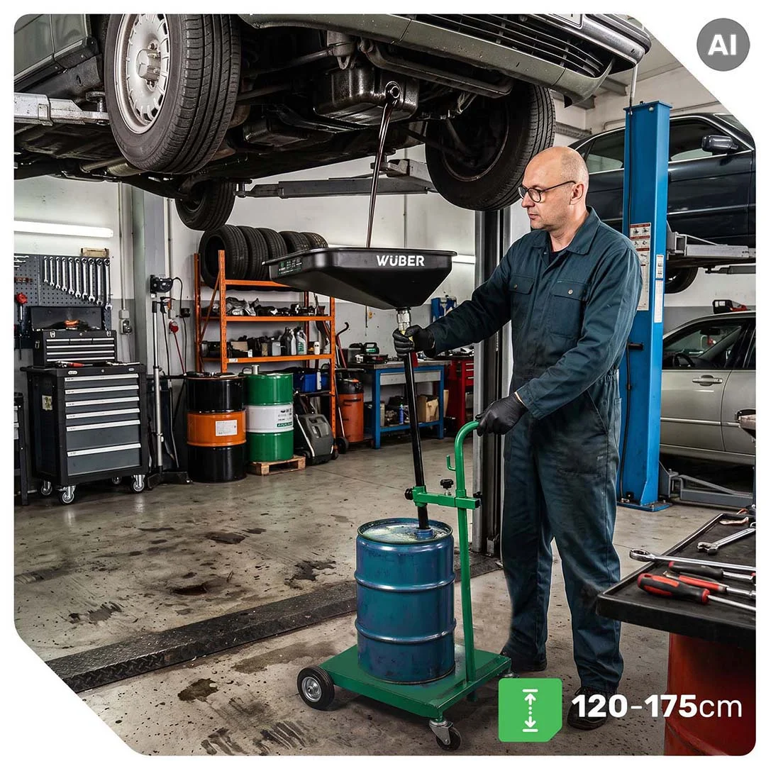 Oil Drain Trolley 120-175 cm, 25 l Container