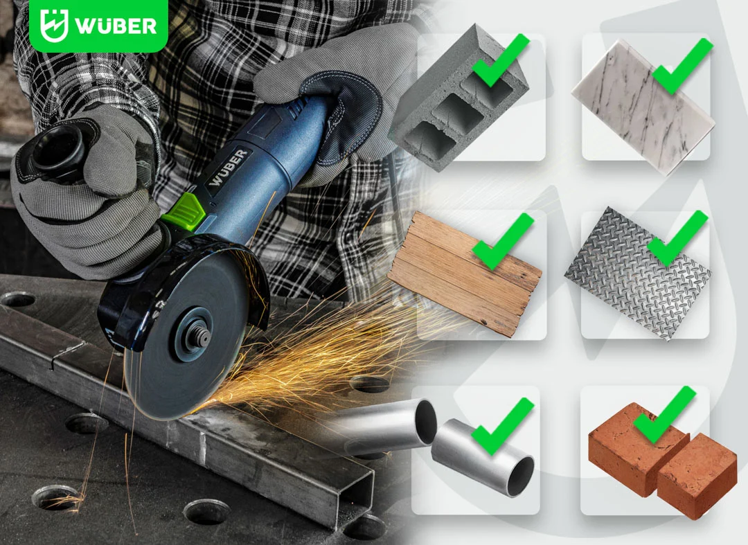 Angle Grinder 1200 W 125 mm, Variable Speed + 10 Discs