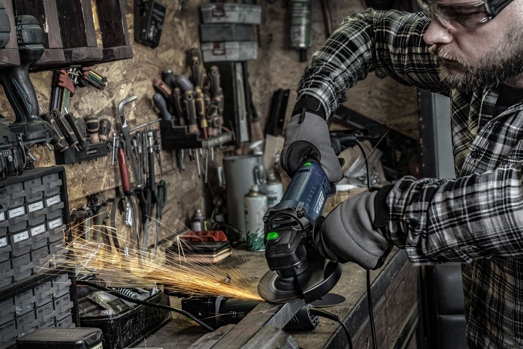 Angle Grinder 1200 W 125 mm, Variable Speed + 10 Discs