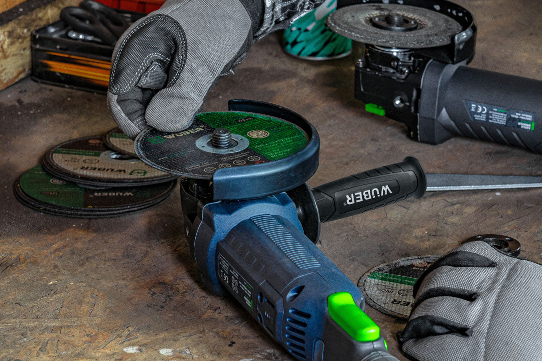 Angle Grinder 1200 W 125 mm, Variable Speed + 10 Discs