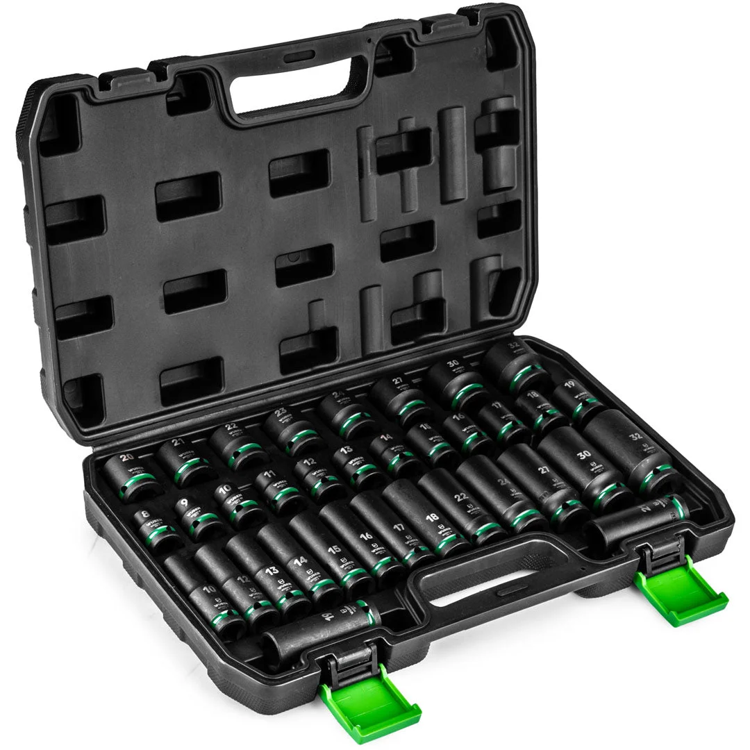 Slaghylssats 1/2" sexkant 8-32 mm, 35 delar