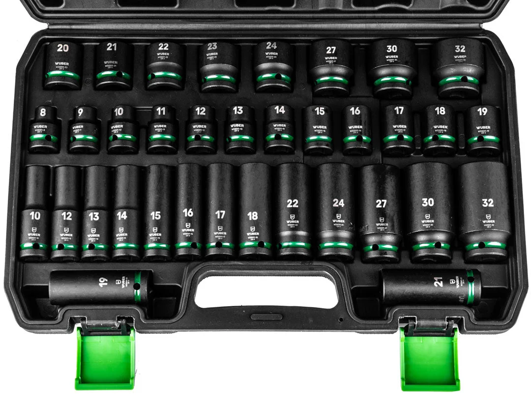 Slaghylssats 1/2" sexkant 8-32 mm, 35 delar