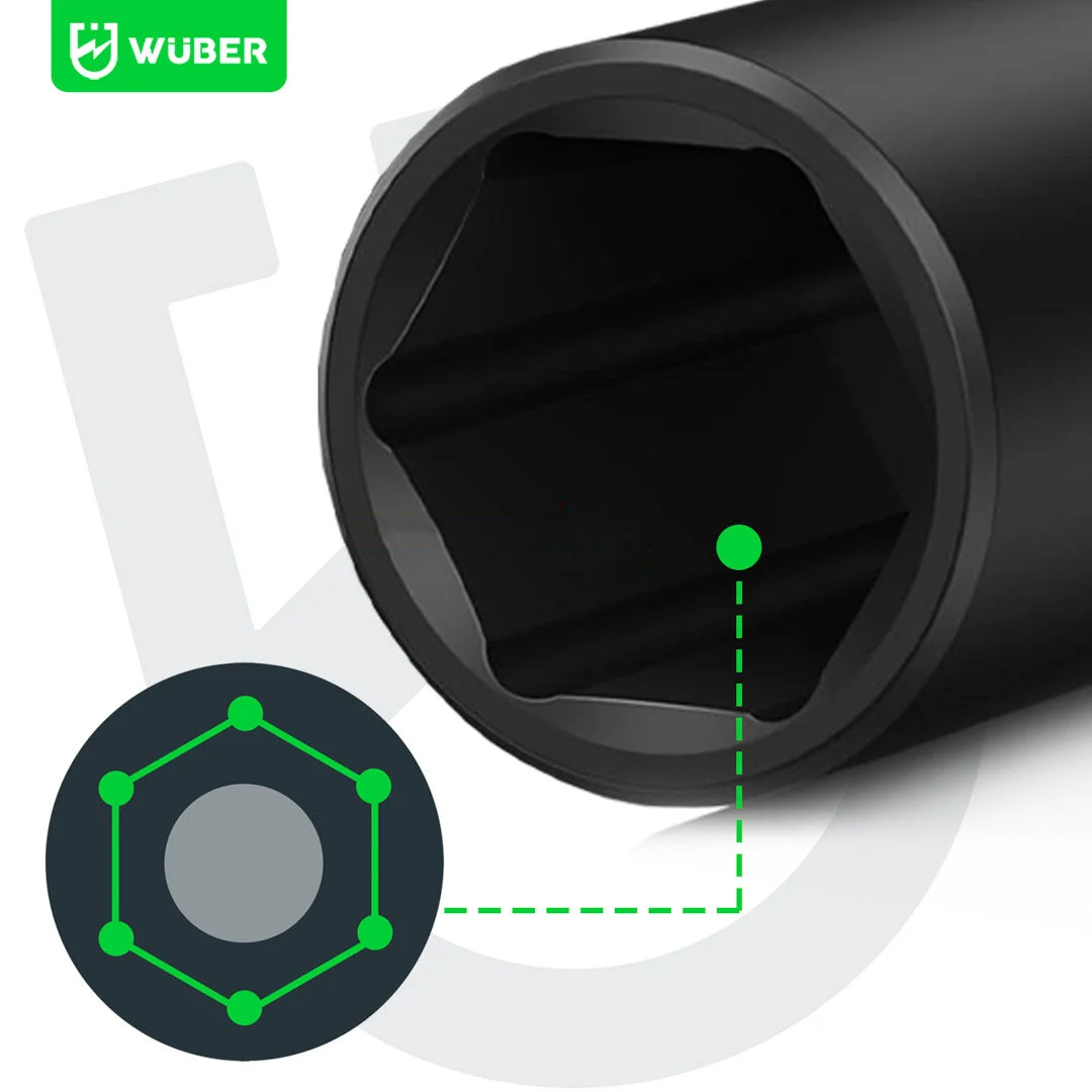 Impact socket set 1/2" deep 10-32 mm