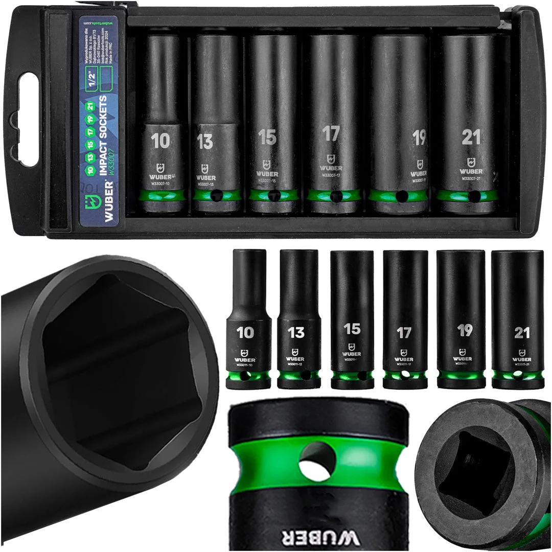 Impact Socket Set 1/2" Deep 10-21 mm, 2-Pack
